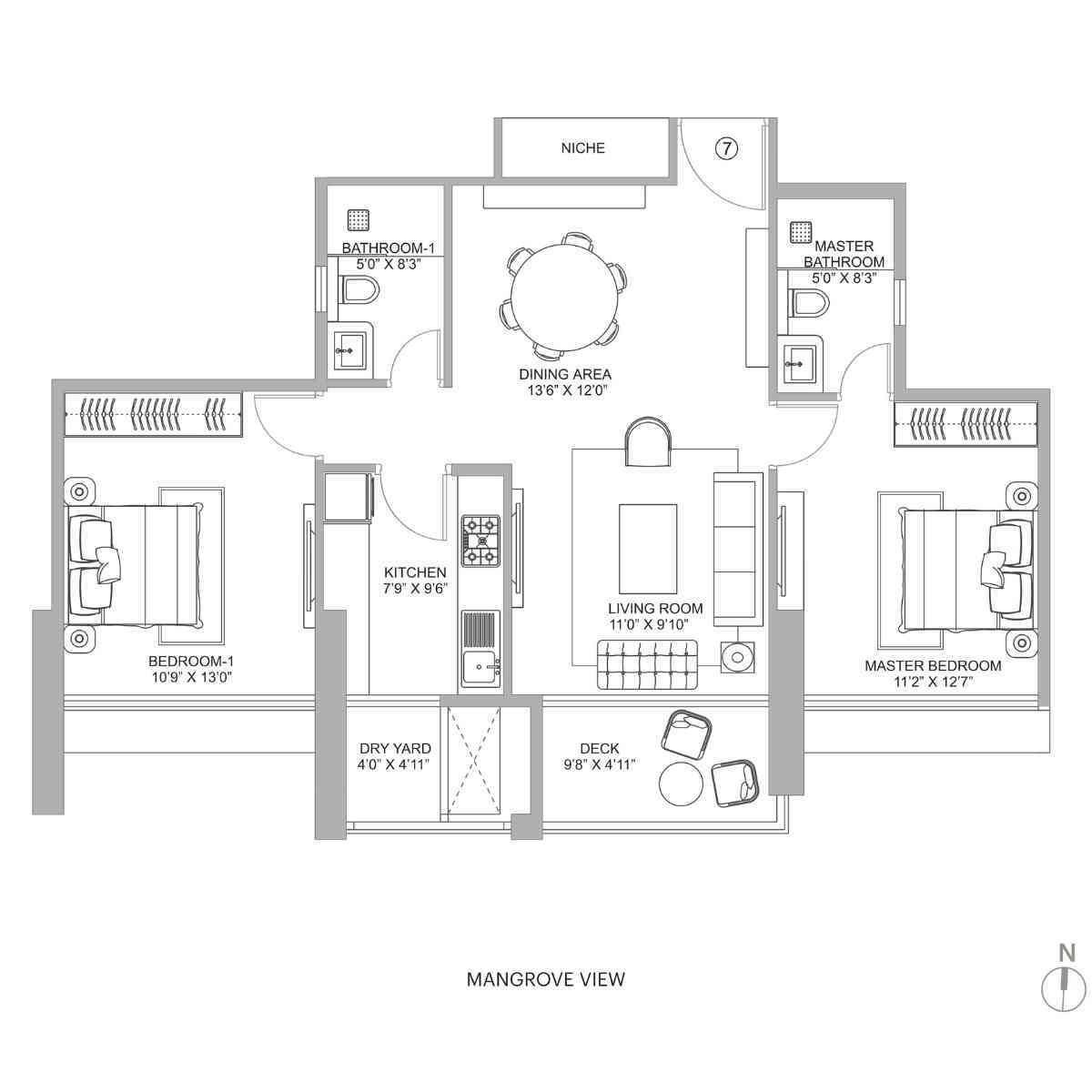 Narang-Vivenda-Floor-Plan-2-BHK-837-sqft