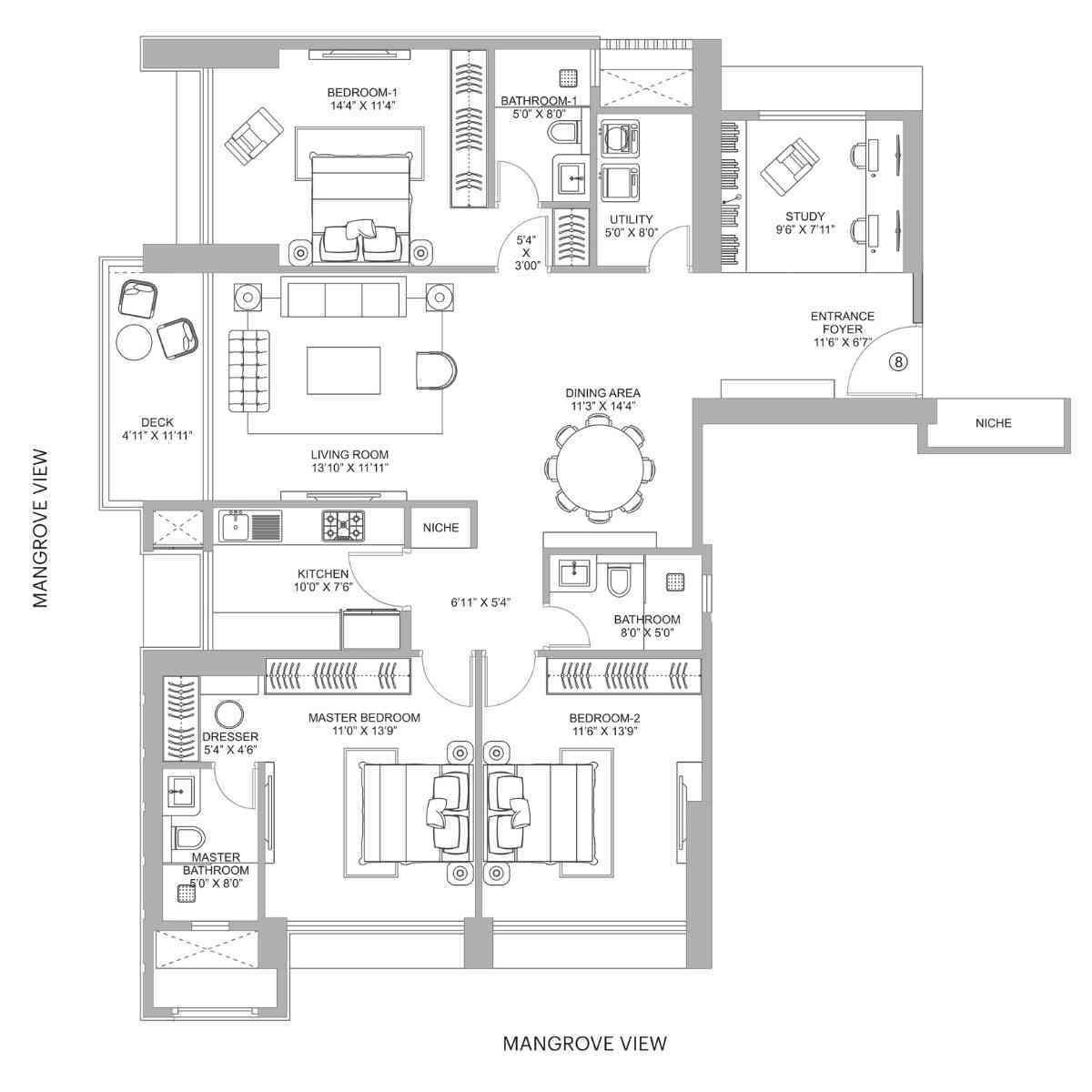 Narang-Vivenda-Floor-Plan-3-BHK-1401-sqft